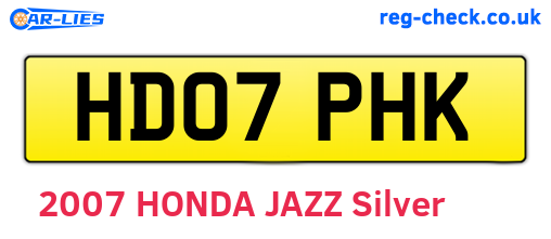 HD07PHK are the vehicle registration plates.