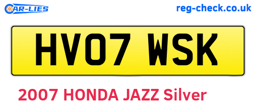 HV07WSK are the vehicle registration plates.