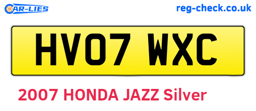 HV07WXC are the vehicle registration plates.