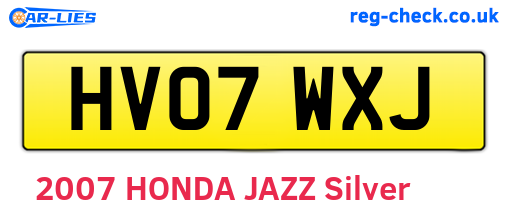 HV07WXJ are the vehicle registration plates.