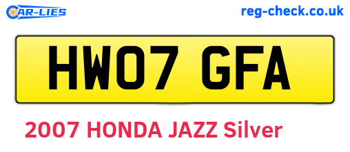 HW07GFA are the vehicle registration plates.