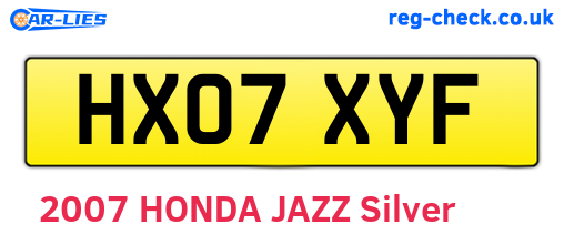 HX07XYF are the vehicle registration plates.