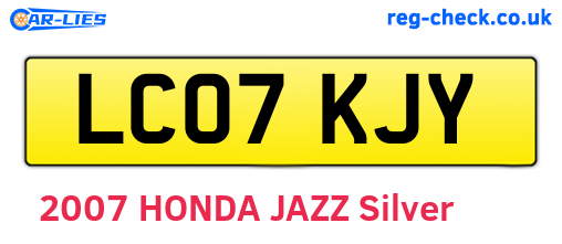 LC07KJY are the vehicle registration plates.