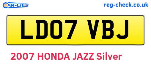 LD07VBJ are the vehicle registration plates.