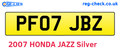 PF07JBZ are the vehicle registration plates.