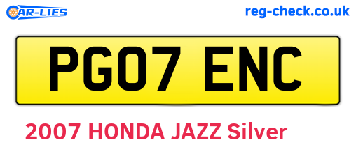 PG07ENC are the vehicle registration plates.