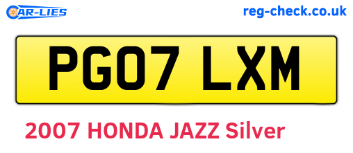PG07LXM are the vehicle registration plates.