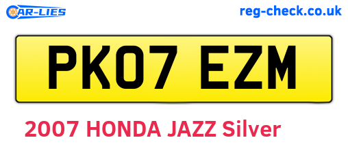PK07EZM are the vehicle registration plates.