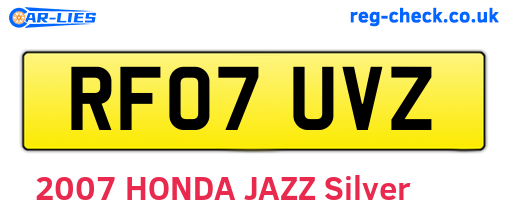 RF07UVZ are the vehicle registration plates.