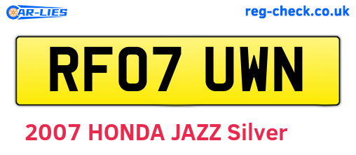 RF07UWN are the vehicle registration plates.