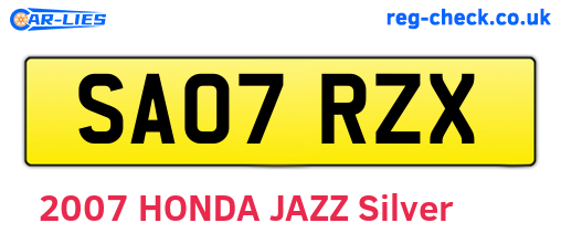 SA07RZX are the vehicle registration plates.