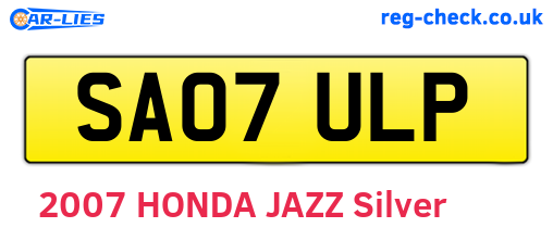 SA07ULP are the vehicle registration plates.