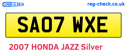SA07WXE are the vehicle registration plates.