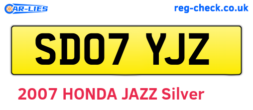 SD07YJZ are the vehicle registration plates.