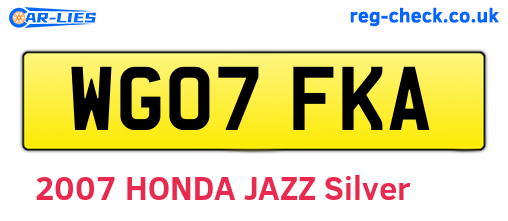 WG07FKA are the vehicle registration plates.