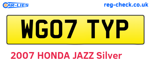 WG07TYP are the vehicle registration plates.