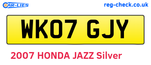 WK07GJY are the vehicle registration plates.
