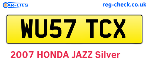 WU57TCX are the vehicle registration plates.