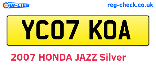 YC07KOA are the vehicle registration plates.