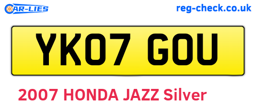 YK07GOU are the vehicle registration plates.