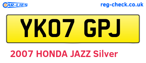 YK07GPJ are the vehicle registration plates.