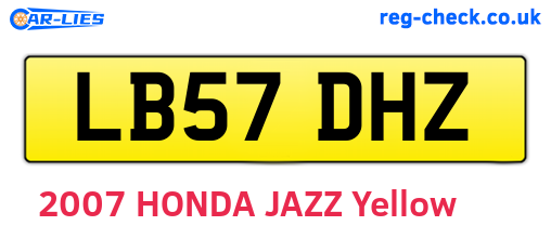LB57DHZ are the vehicle registration plates.