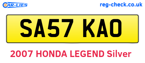 SA57KAO are the vehicle registration plates.