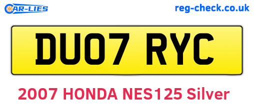 DU07RYC are the vehicle registration plates.