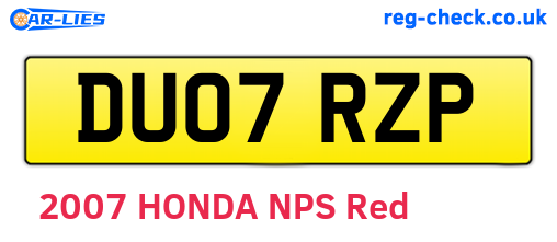 DU07RZP are the vehicle registration plates.