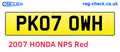 PK07OWH are the vehicle registration plates.