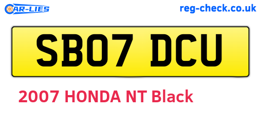 SB07DCU are the vehicle registration plates.