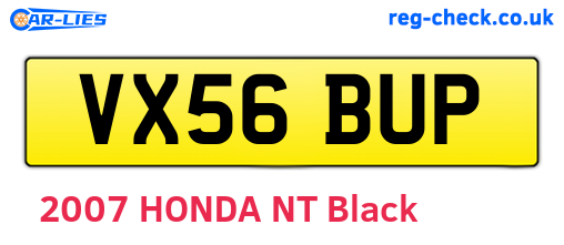 VX56BUP are the vehicle registration plates.