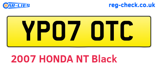 YP07OTC are the vehicle registration plates.