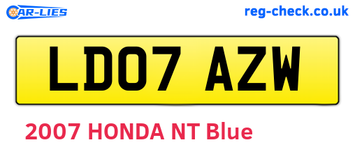 LD07AZW are the vehicle registration plates.
