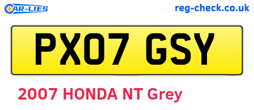 PX07GSY are the vehicle registration plates.