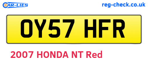 OY57HFR are the vehicle registration plates.