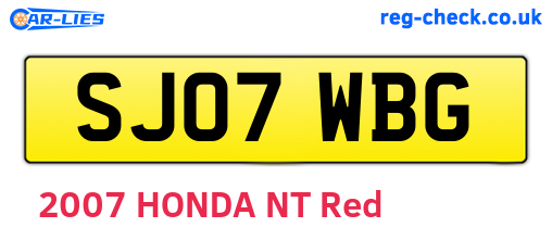 SJ07WBG are the vehicle registration plates.