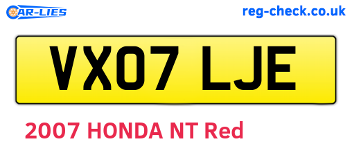 VX07LJE are the vehicle registration plates.