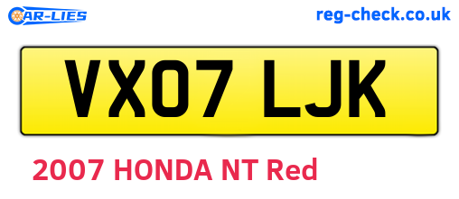 VX07LJK are the vehicle registration plates.