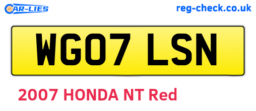 WG07LSN are the vehicle registration plates.