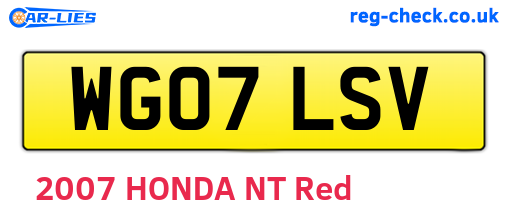WG07LSV are the vehicle registration plates.