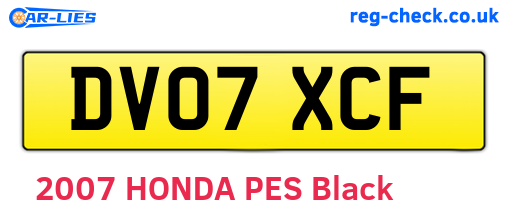DV07XCF are the vehicle registration plates.