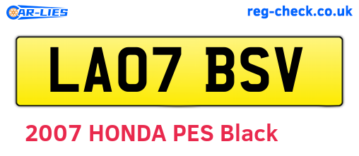 LA07BSV are the vehicle registration plates.