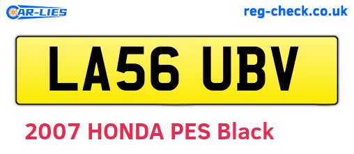 LA56UBV are the vehicle registration plates.