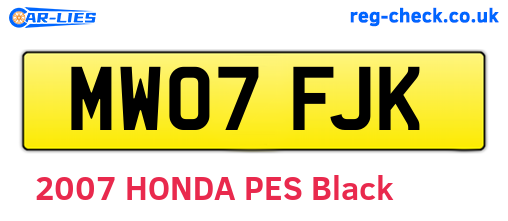 MW07FJK are the vehicle registration plates.