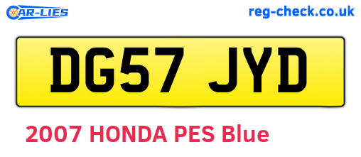 DG57JYD are the vehicle registration plates.
