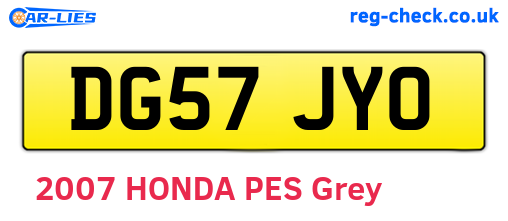 DG57JYO are the vehicle registration plates.