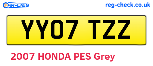 YY07TZZ are the vehicle registration plates.