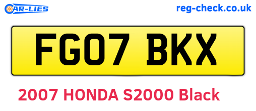 FG07BKX are the vehicle registration plates.