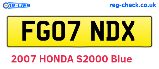 FG07NDX are the vehicle registration plates.